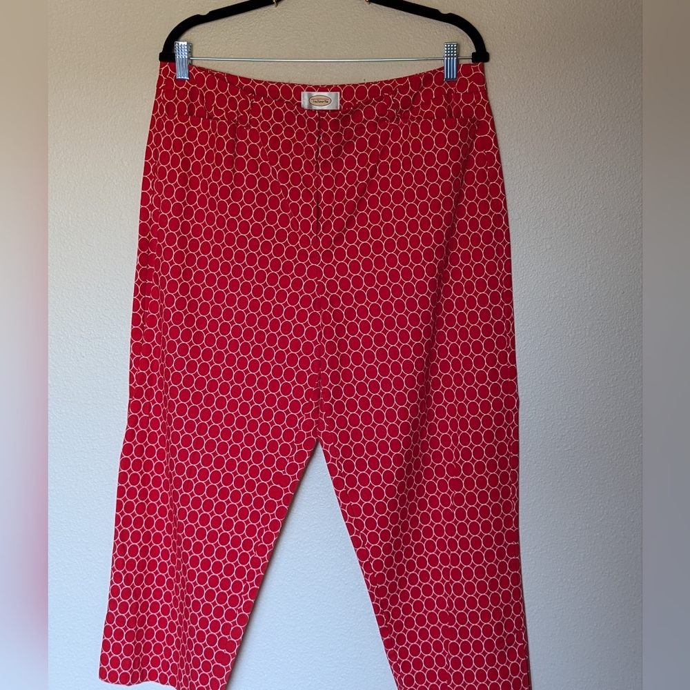 Talbots Red and White Stretch Crop Pants Size 12